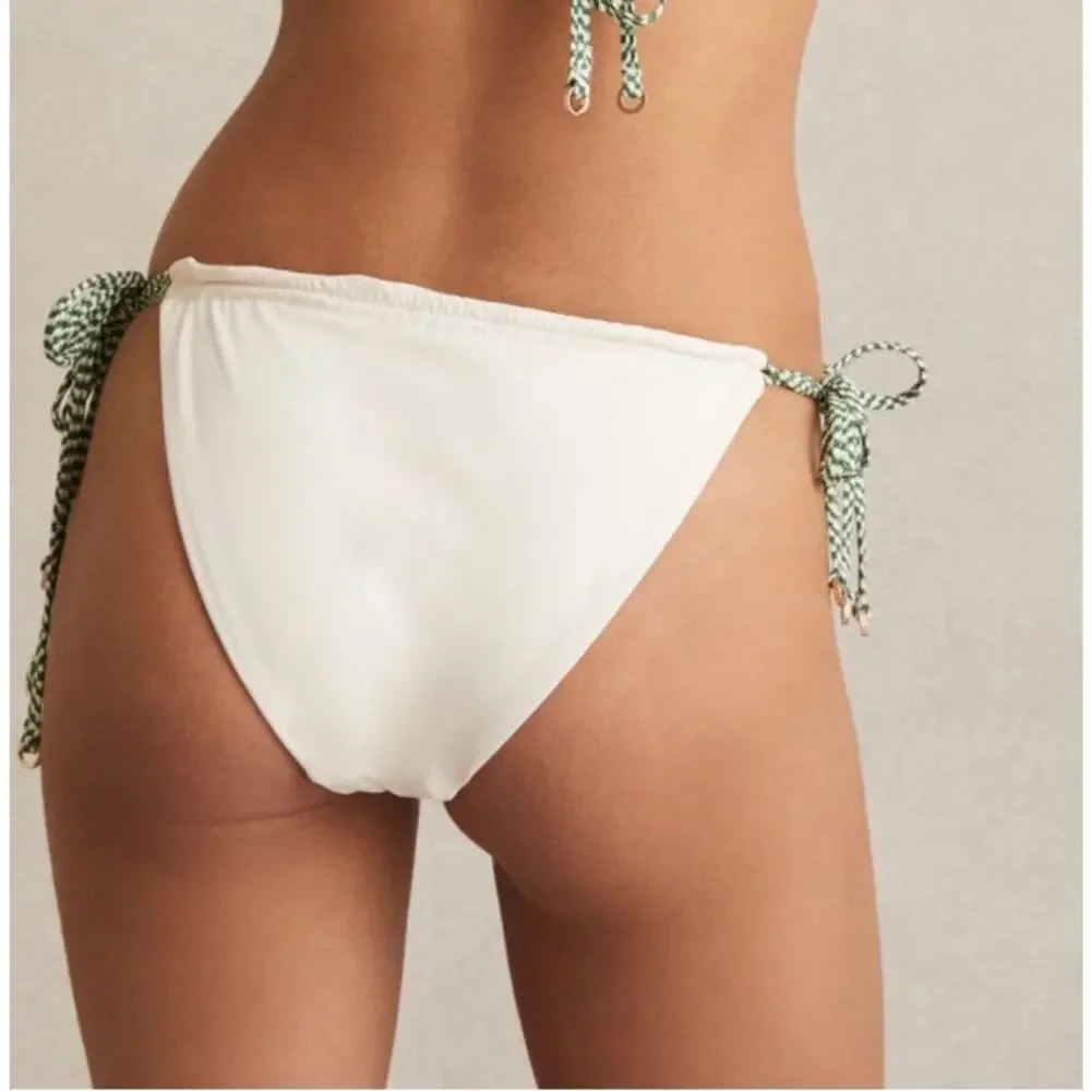 Reiss Rue Chequered-Tie Bikini Bottoms White/Green Size 10 (New with tags)
